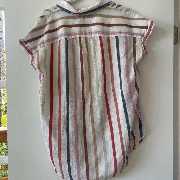 Madewell Gauze‎ Central Tunic Shirt in Rainbow Stripe, Size XXS, L8385 - Picture 5 of 8